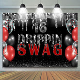 Beute 16 Schwarz Und Silber Funkeln Geburtstag Hintergrund